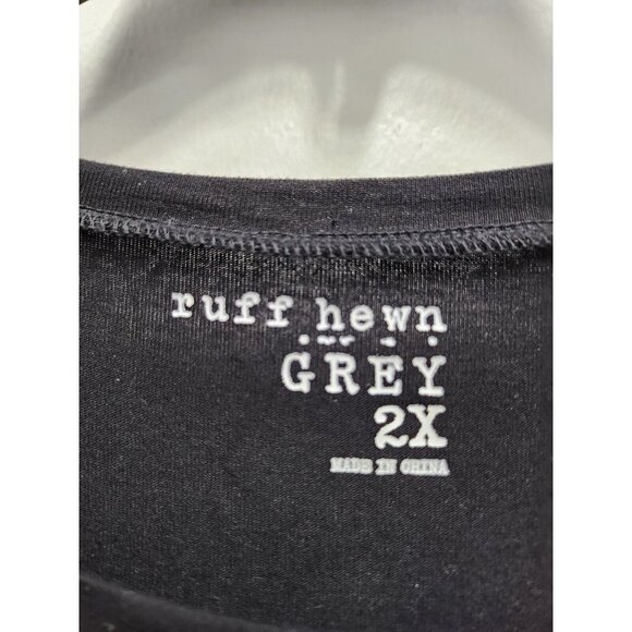 Ruff Hewn Grey Womens Tunic Top Size 2X Black Multi Floral Mixed Media Pullover - Picture 3 of 8